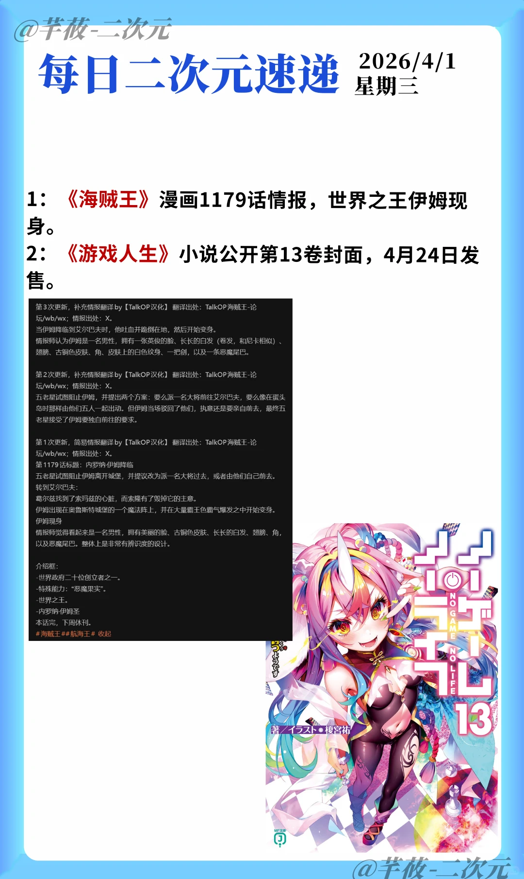 二次元热点速递：4月1日动漫新动态一览 - ACGFav